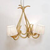 4-light rattan and rope pendant light, 1960-1970.