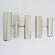 Pair of double wall lights in brushed metal, Sciolari house, Italy 1970's