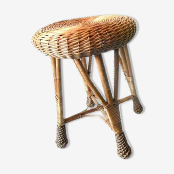 Tabouret en bambou années 50/60