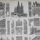 Gravure, architecture 1, maison, dessin, originale de 1898