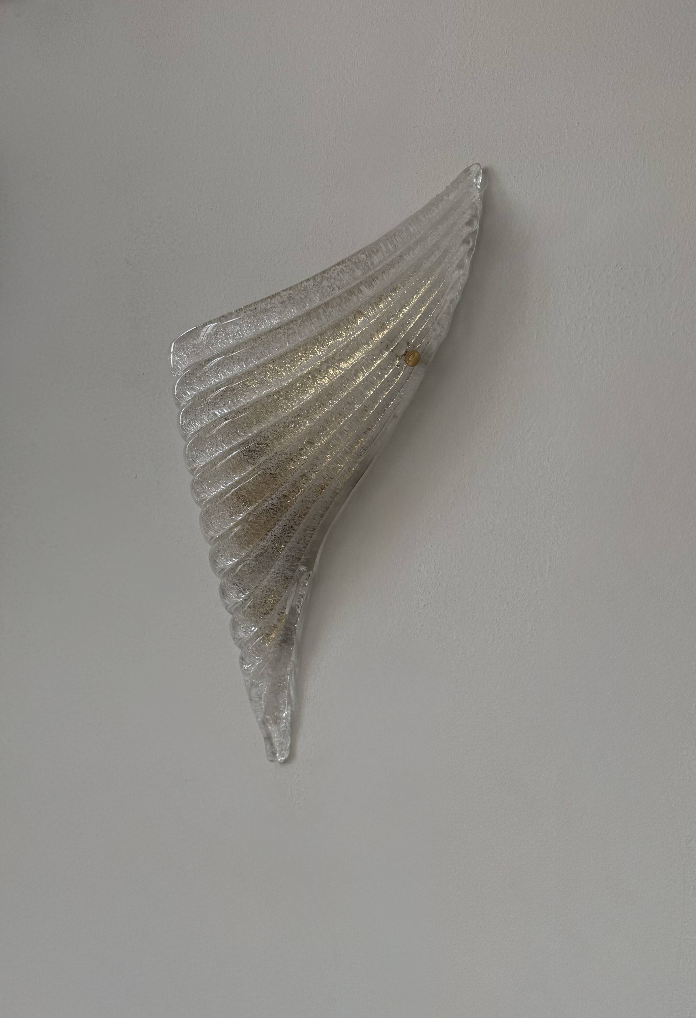 Paire d'appliques vintage moulé pressé, verre de Murano, Italie, 1980