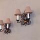 Pair of vintage wrought iron wall lamps year 40 neo-classical style