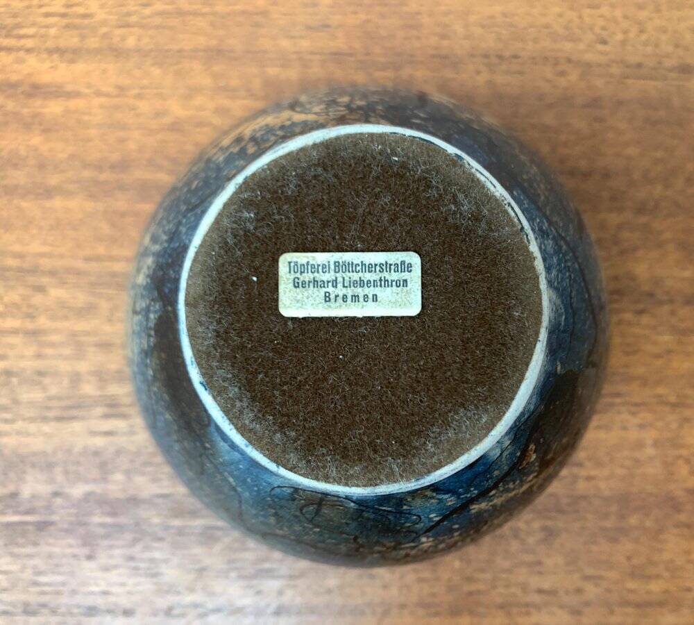 Brutalist Ceramic Bowl from Mid-Century German Study by Gerhard Liebenthron, 1960s