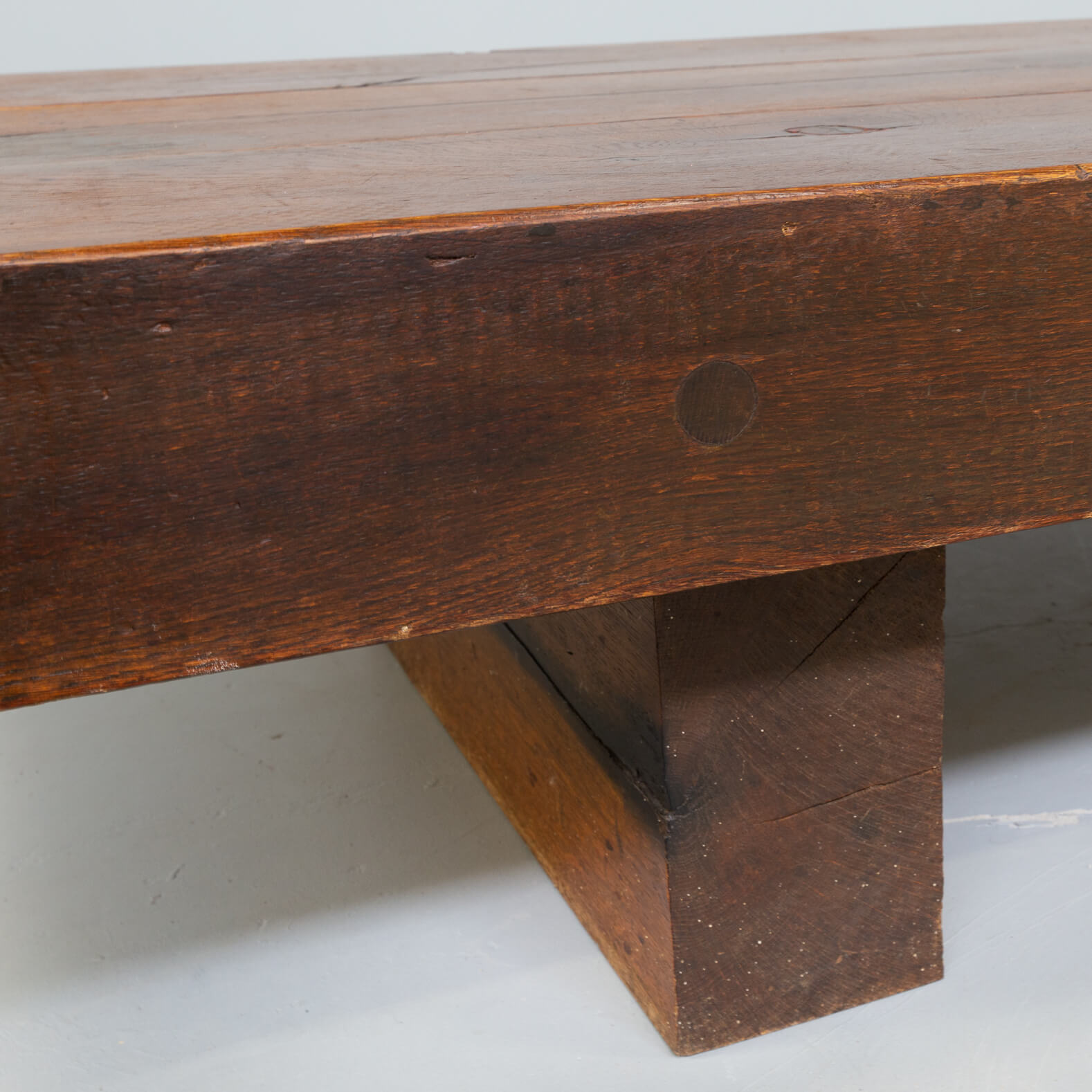 70s massive oak brutalist coffee table