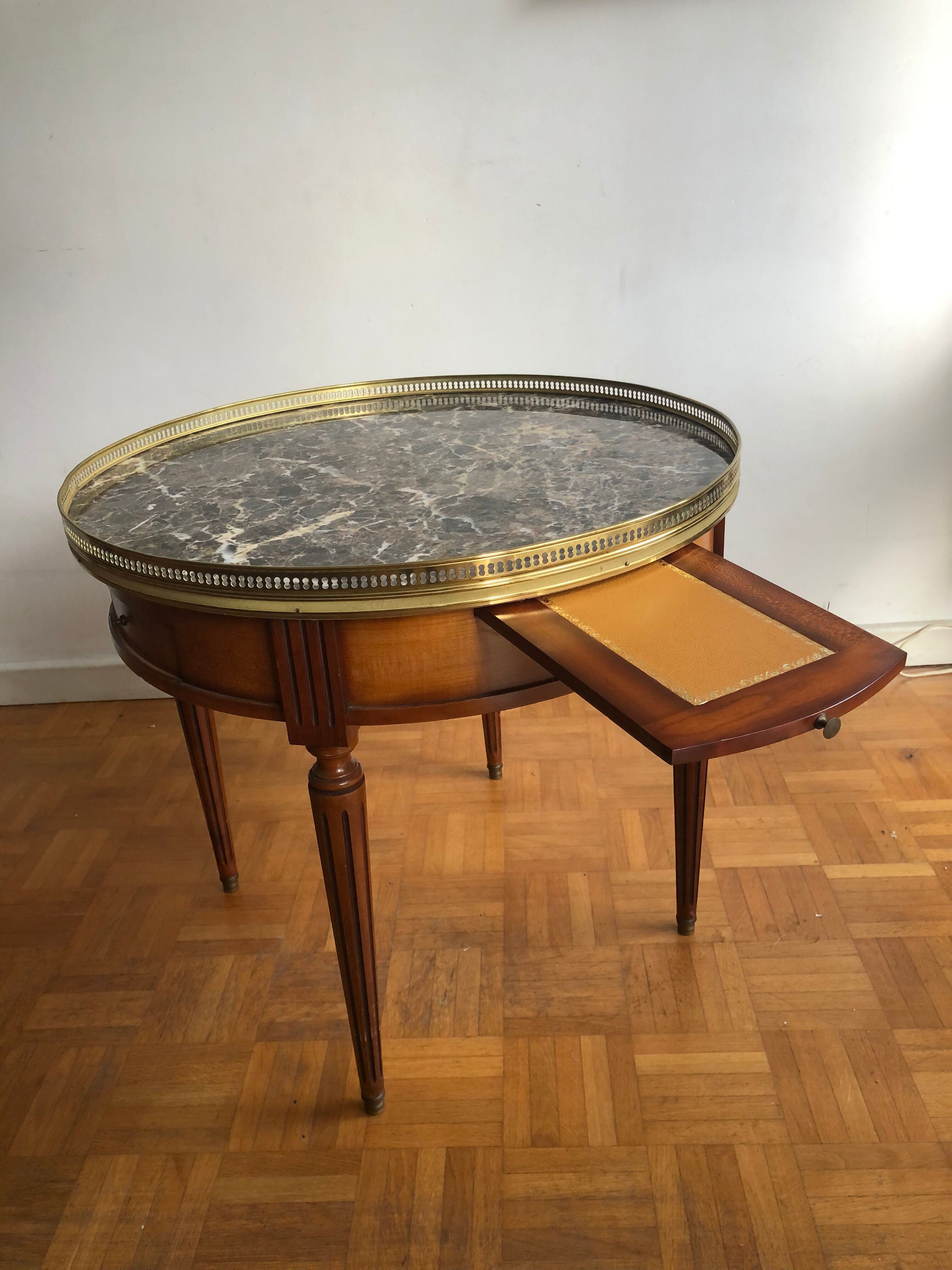 Bouillotte table with grey marble