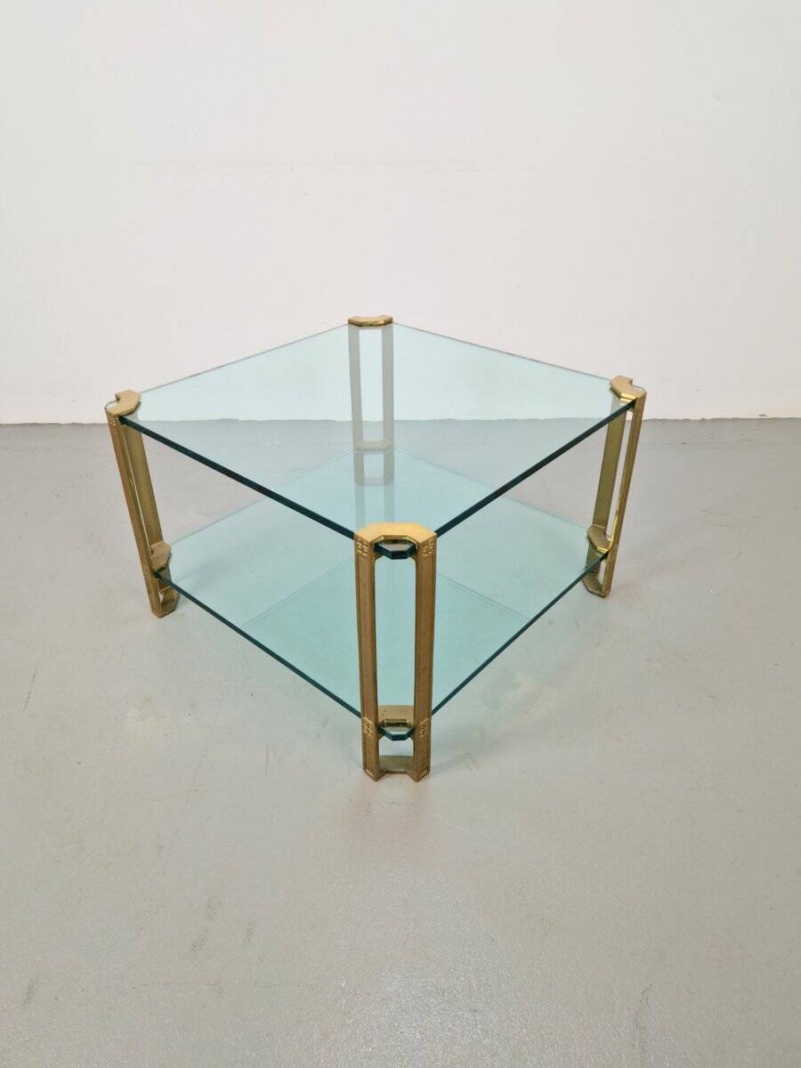 Regency Model T24 Coffee Table in Brass and Glass by Peter Ghyczy, 1970s