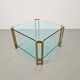 Regency Model T24 Coffee Table in Brass and Glass by Peter Ghyczy, 1970s