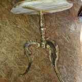 Marble and brass pedestal table