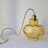 Amber faceted glass pendant light