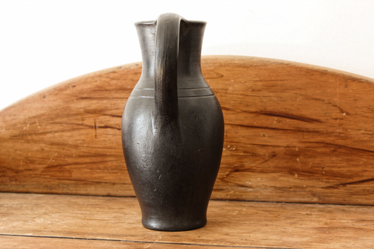 Black ceramic pitcher