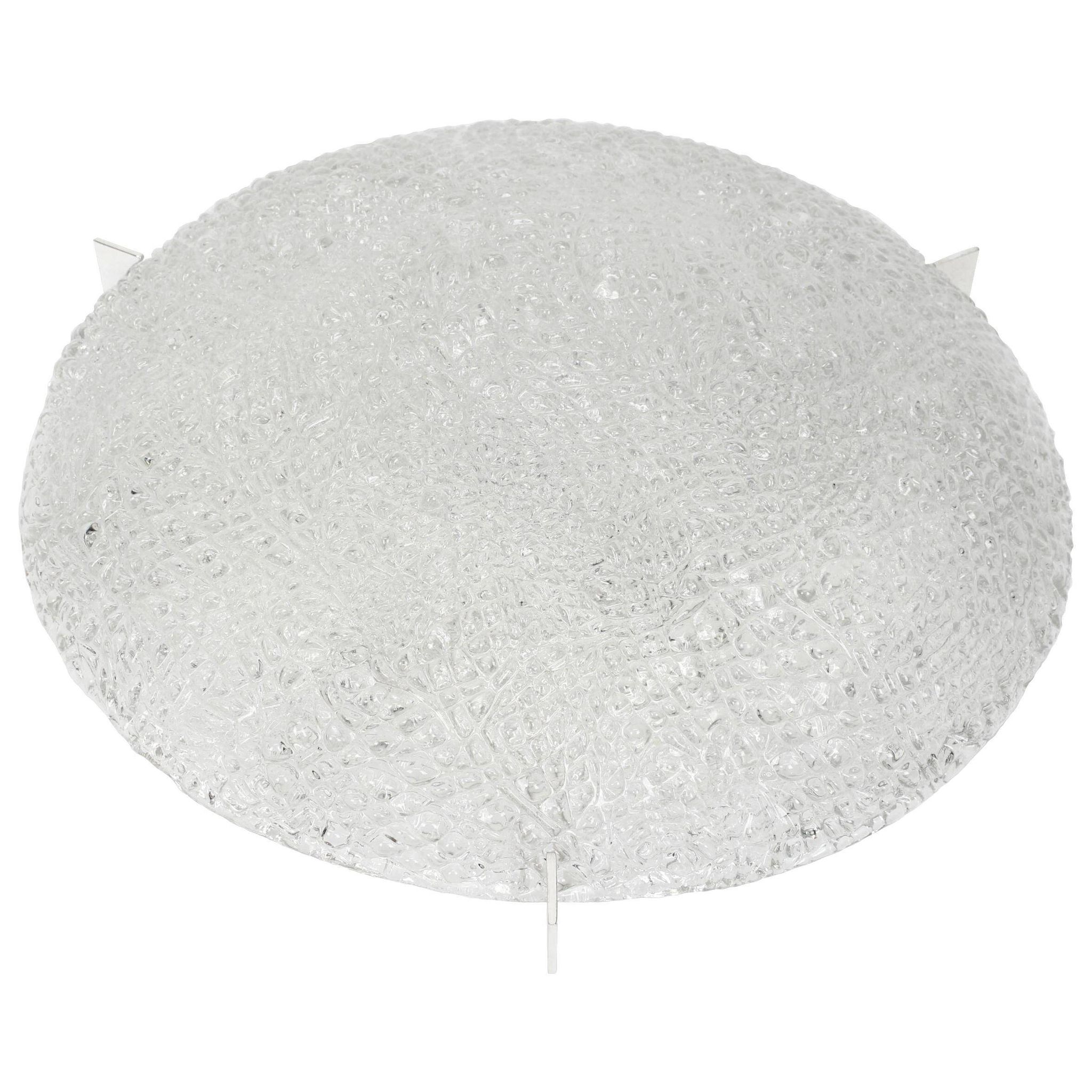 Large round frosted glass ceiling light, Kaiser, Germany, 1970s