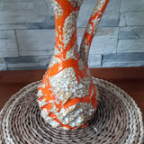 Large vase orange jug "fat lava" signed Vallauris.
