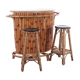 Vintage bamboo Tiki bar cocktail bar with 2 bar stools.