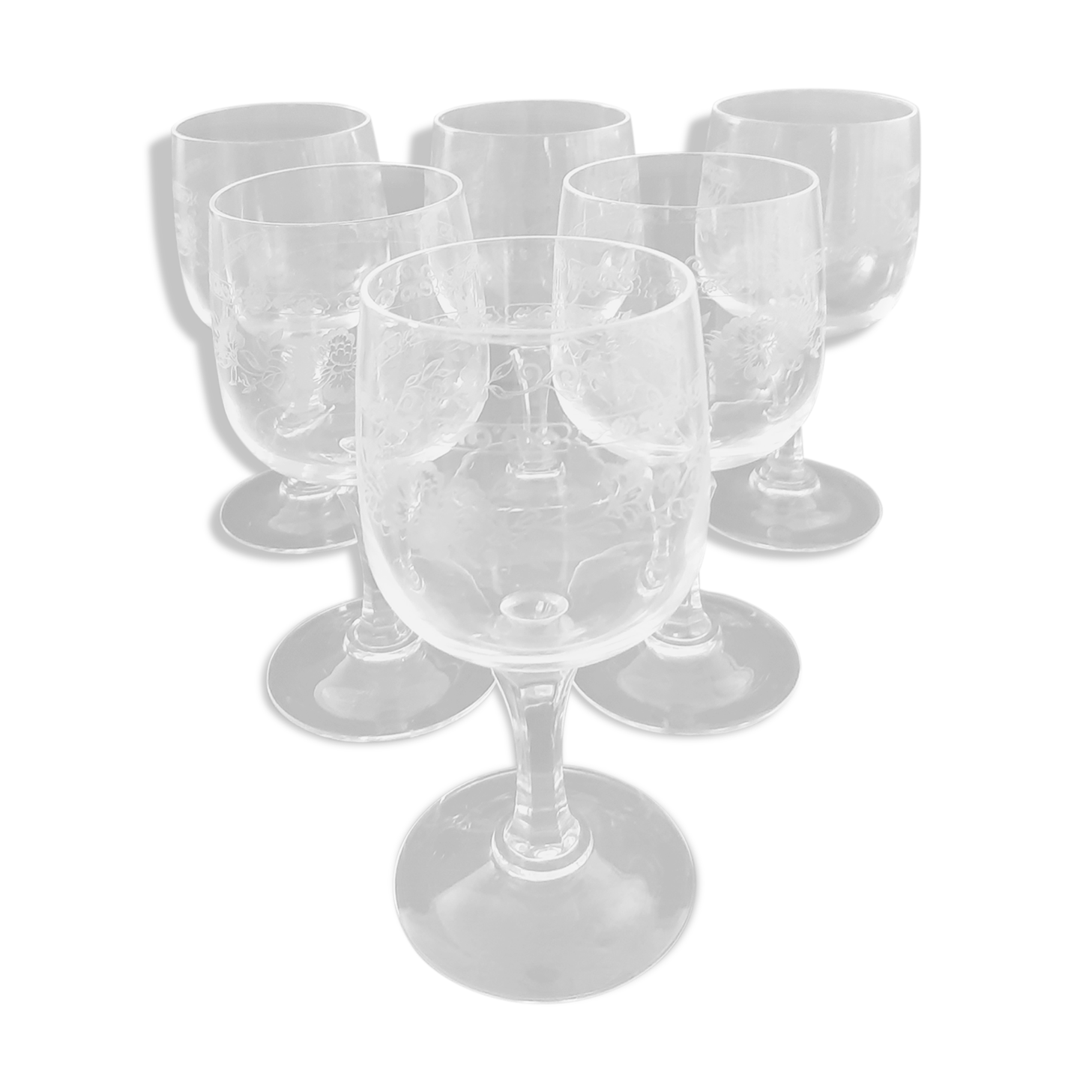 6 old foot glasses