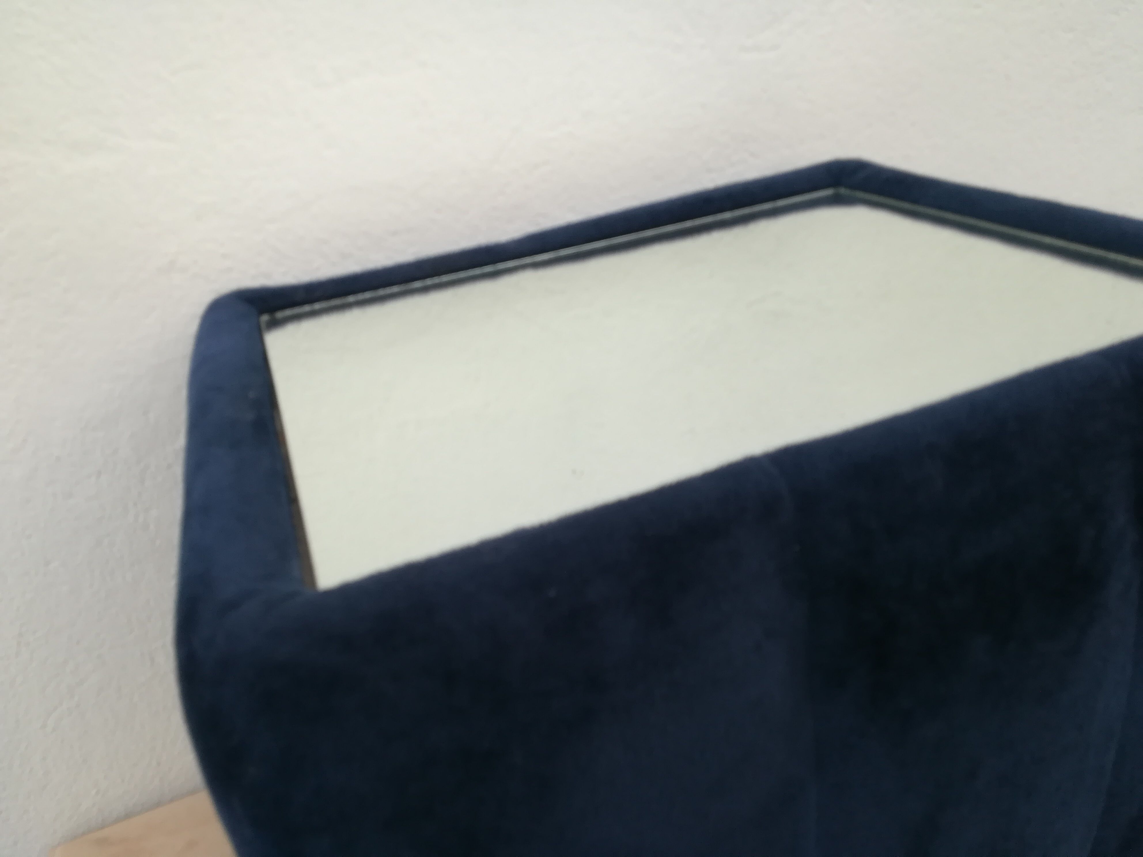 Velvet coffee table, mirror top