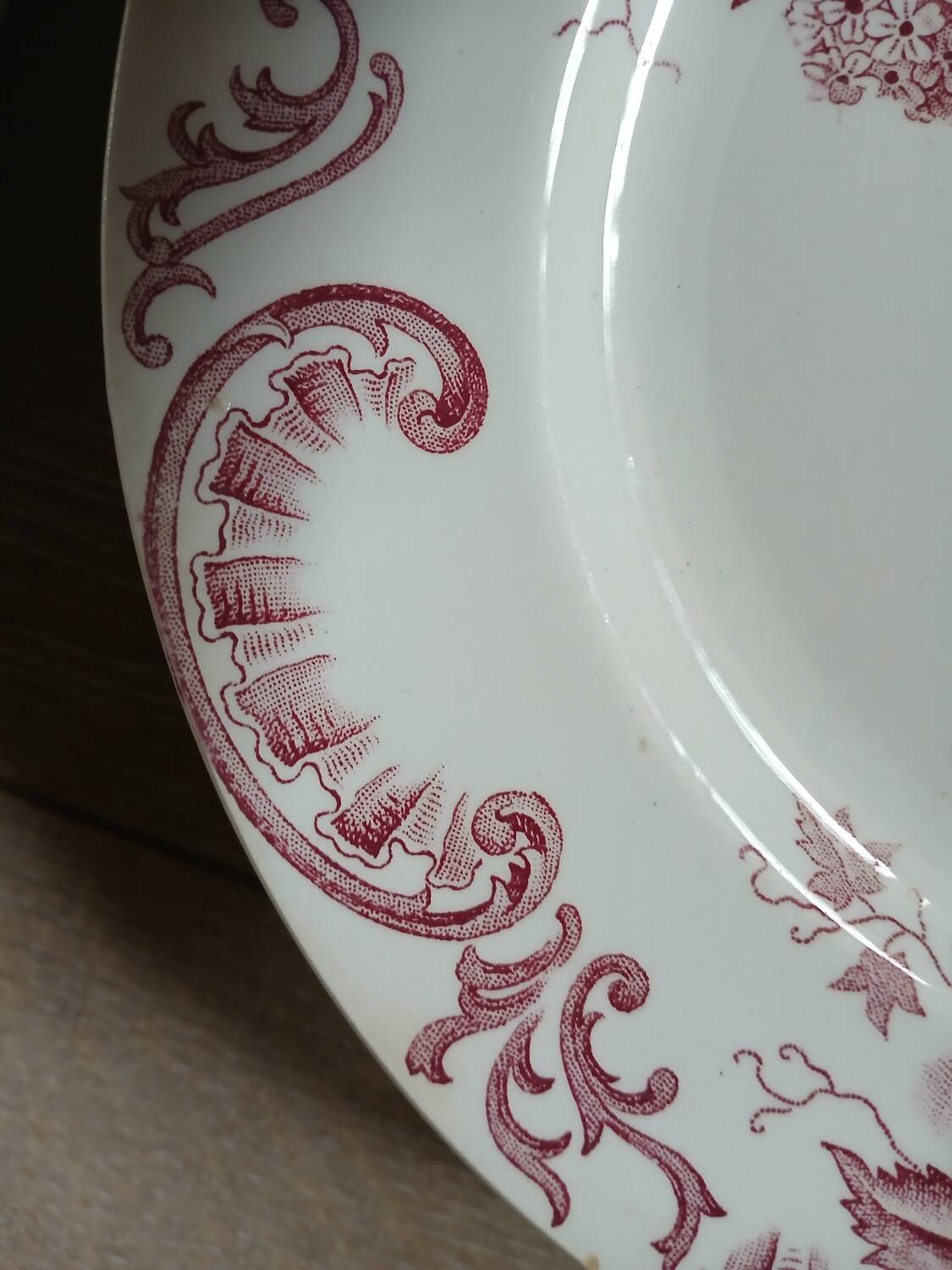 6 antique ironstone dinner plates