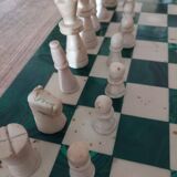 Malachite and white marble chessboard