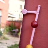 Standing coat rack with mirror, colored balls