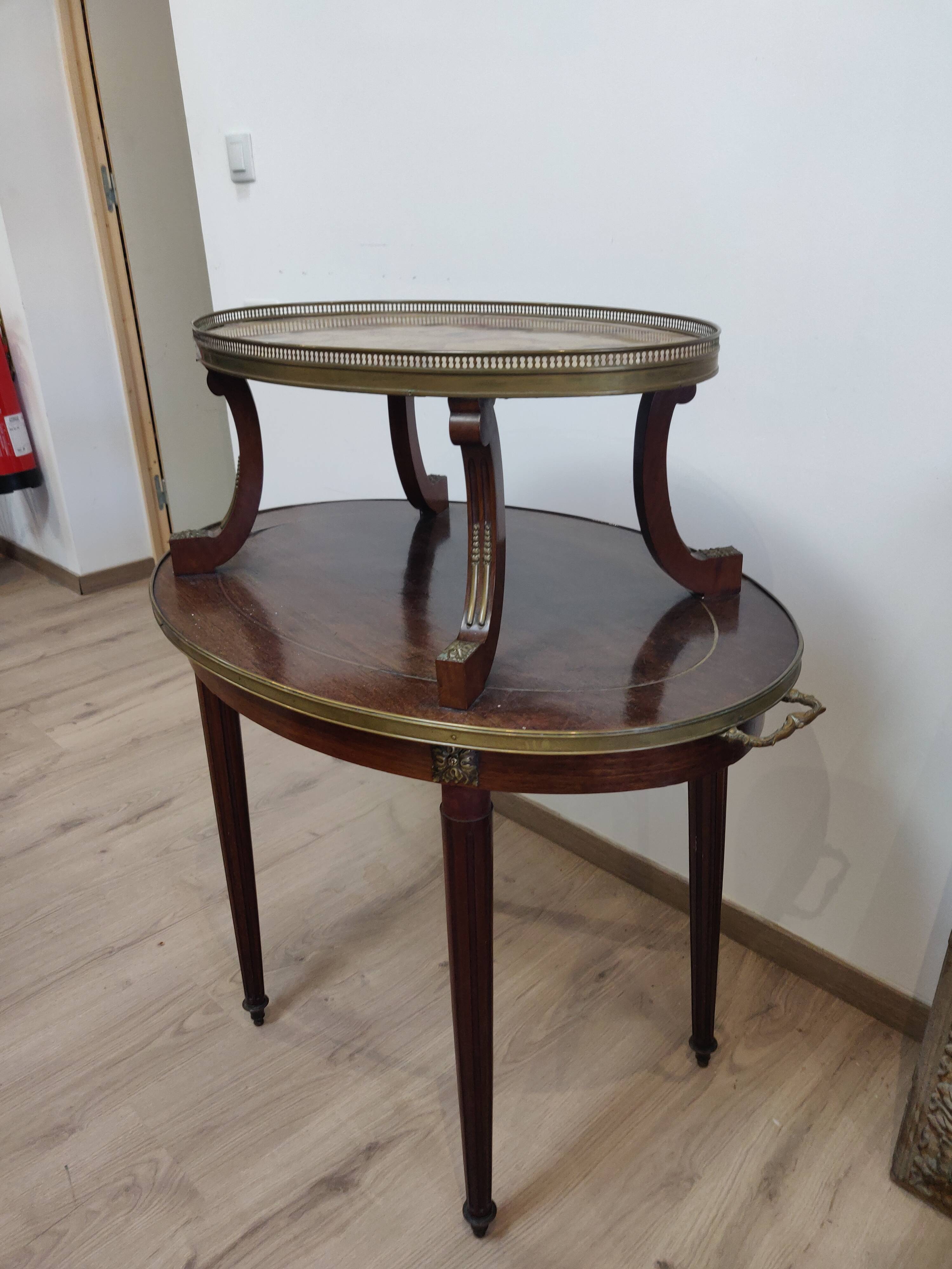 Tea table style louis xvi wood and bronze