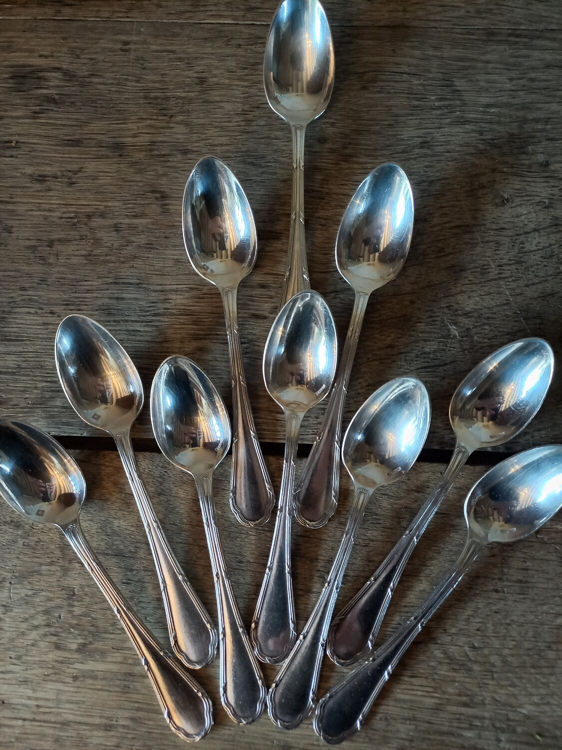 10 spoons ercuis trianon silver metal