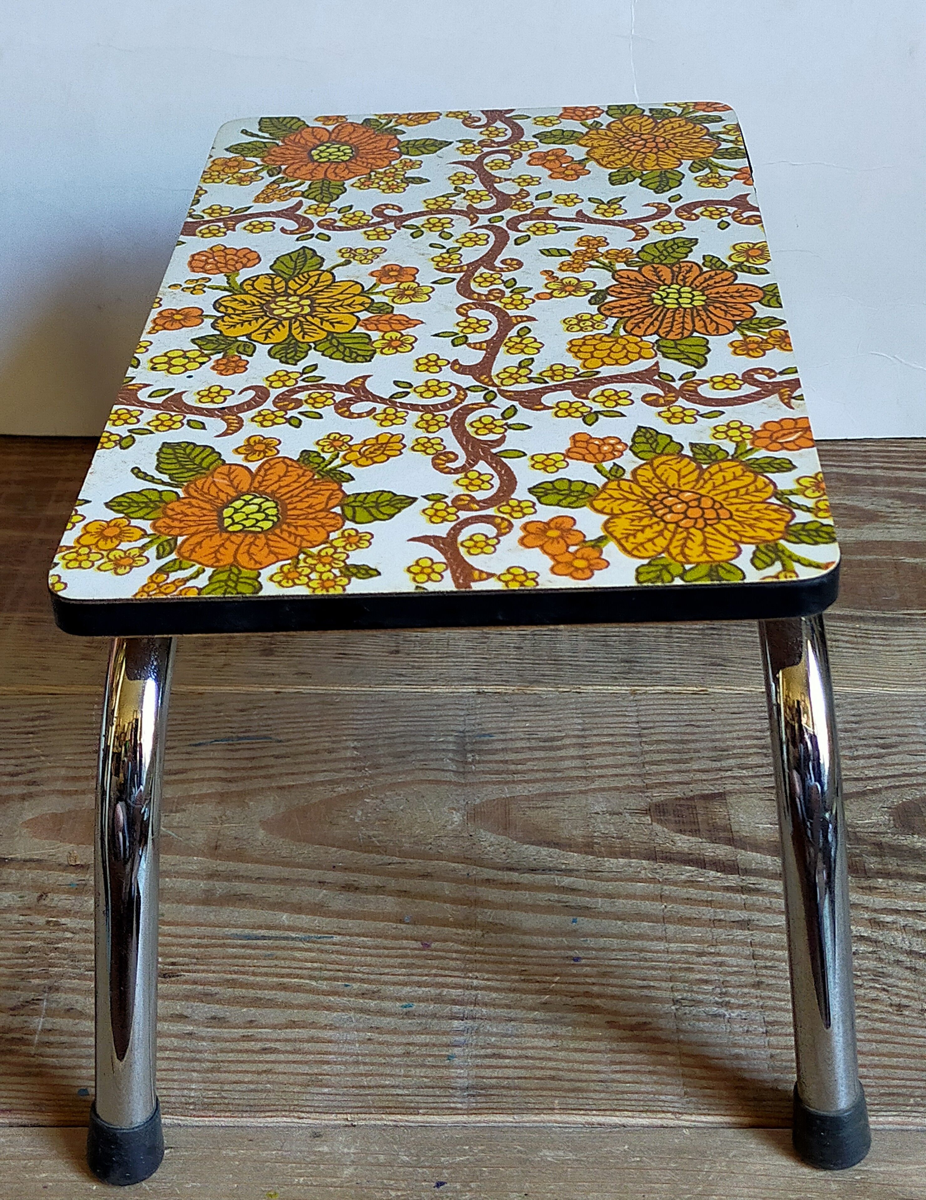 Vintage floral formica footrest stool
