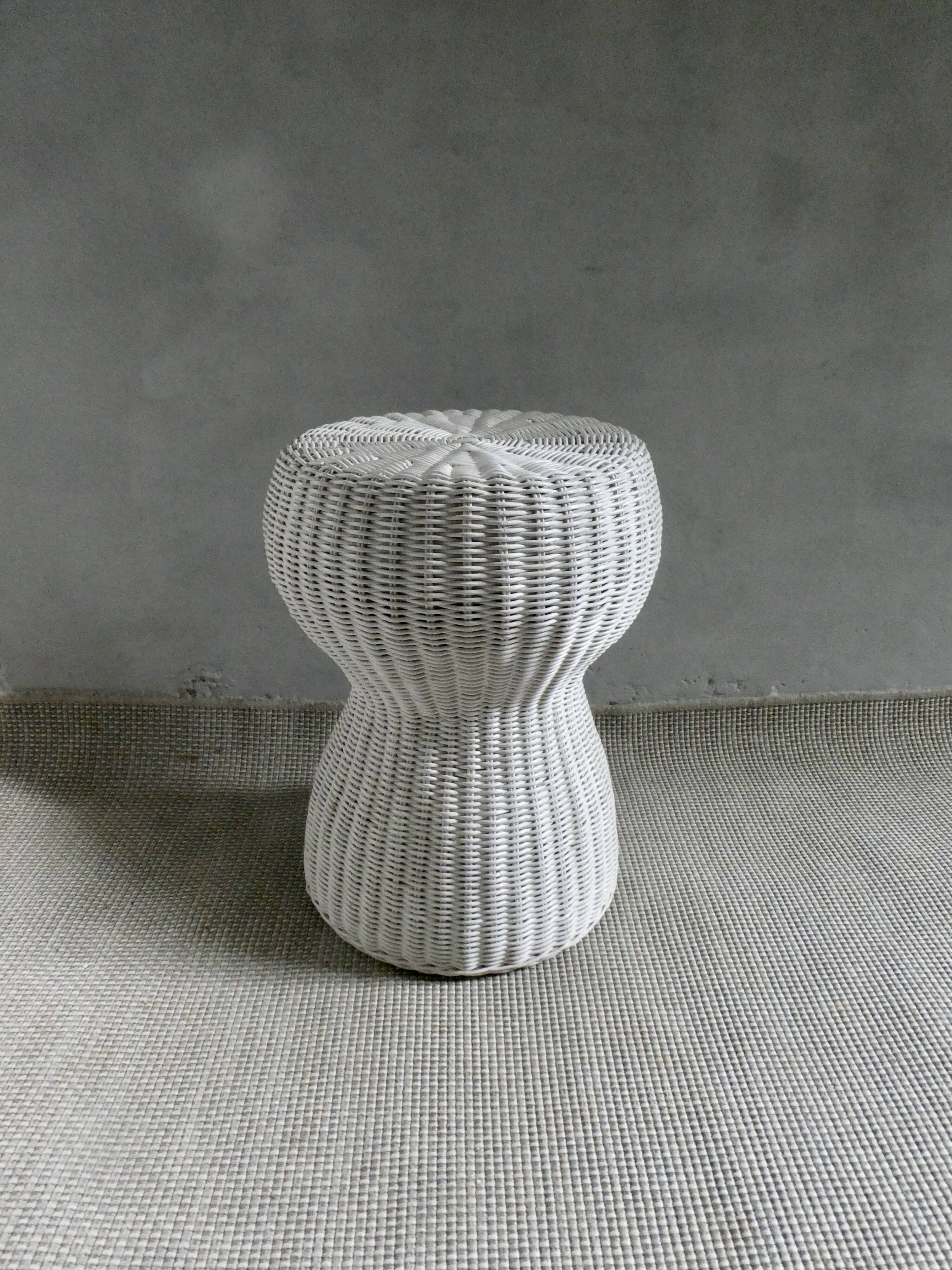 Rattan woven stool, champagne button shape