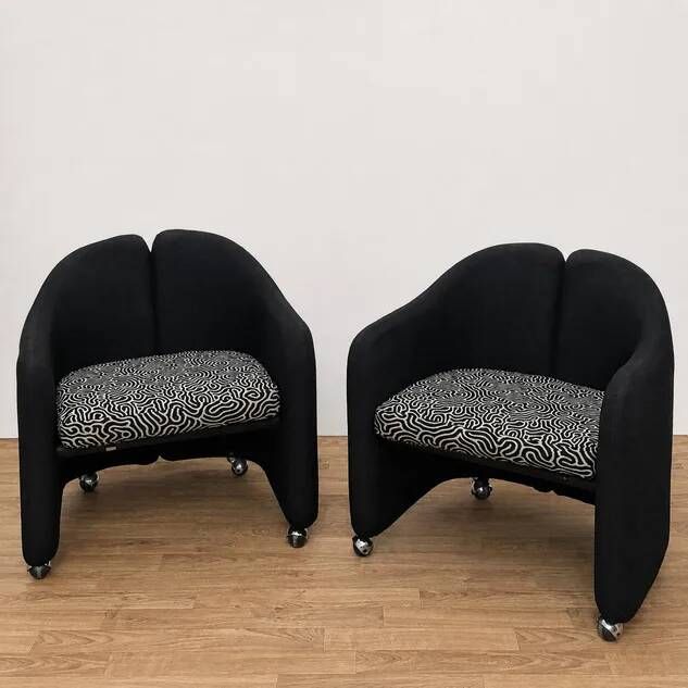 Pair of chairs by Eugenio Gerli for Tecno with patterns, 70s