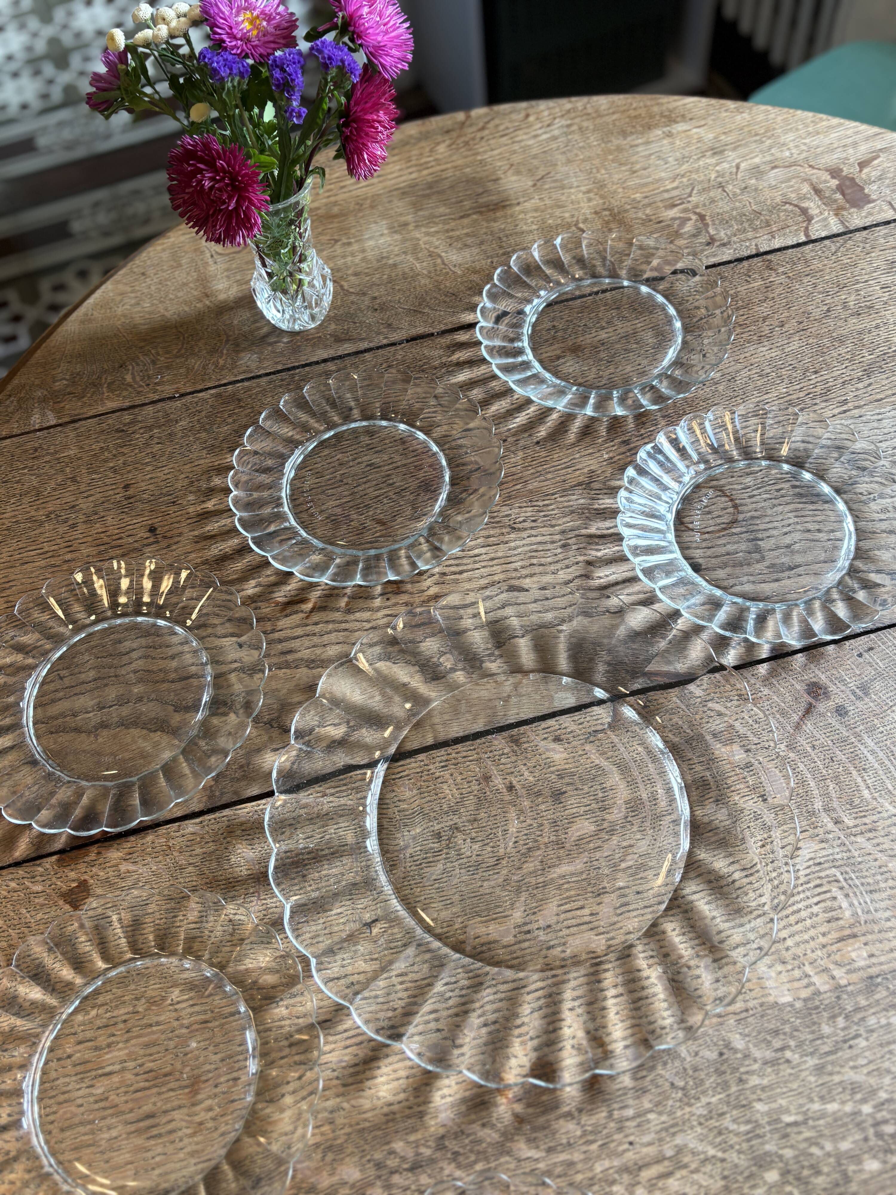 Vintage dessert service in clear glass