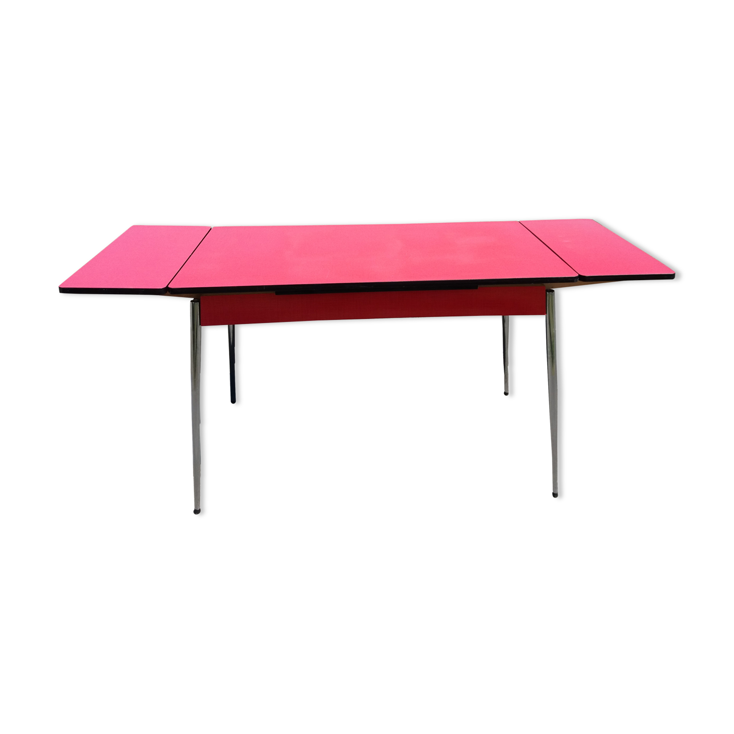 Dining table with red formica extensions