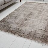 Grey Oushak Antique Wool Carpet