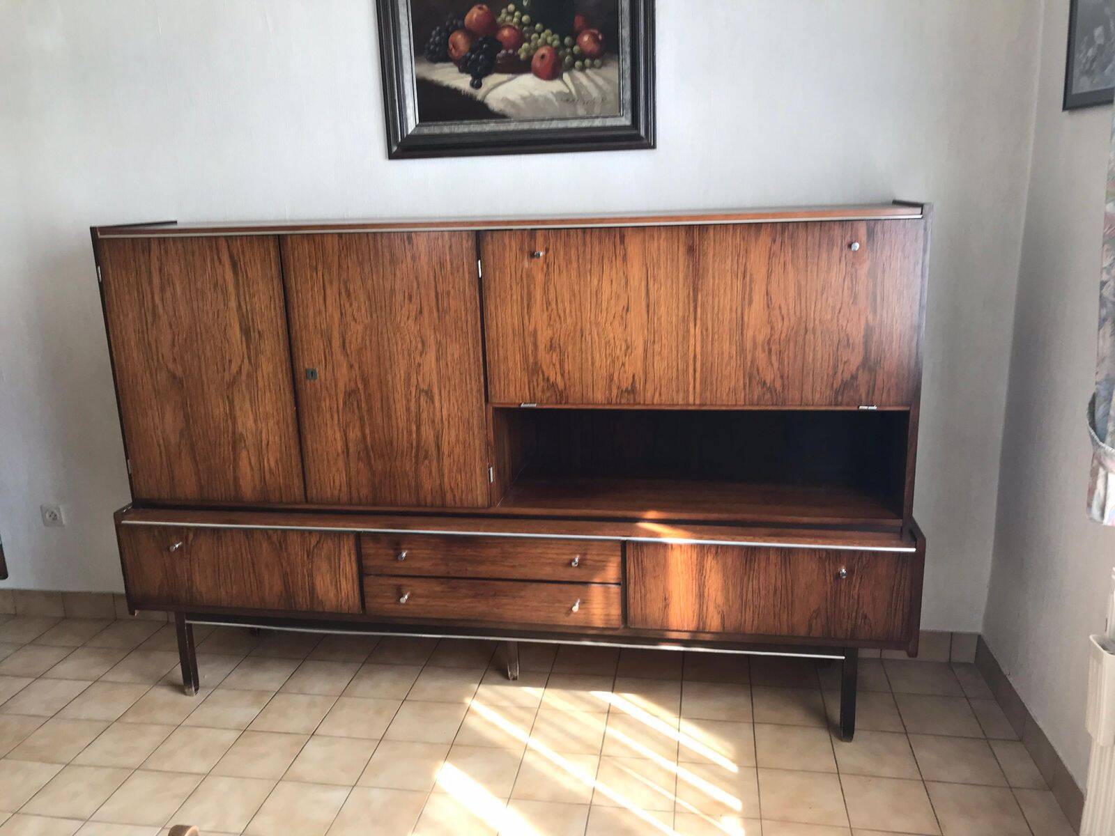 Mid-Century Brown Wood Buffet G.N.B. (1960s) - 2 parts, 217 x 46 x 139 cm