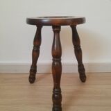 Vintage country turned wooden tripod stool