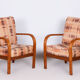 Paire de chaises inclinables ArtDéco restaurée, J. Halabala, chêne, Tchéquie, années 1930