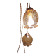 2 iridescent amber luminaires in suspensions