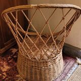 Fauteuil en rotin vintage