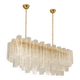 Luxury Italian Rectangular "Square ” Murano Glass Gold Chandelier by Simoen