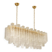 Chandelier en verre de Murano doré rectangulaire "Carré" de luxe italien par Simoen