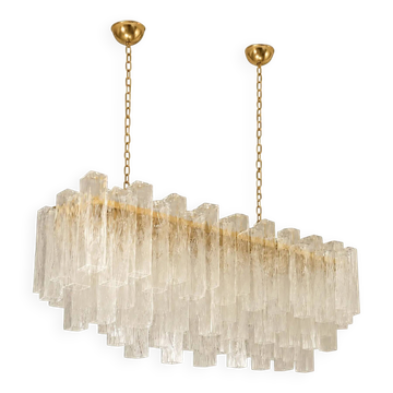 Chandelier en verre de Murano doré rectangulaire "Carré" de luxe italien par Simoen