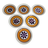 Set of 6 dessert plates, vintage Gien earthenware, 20.5 cm