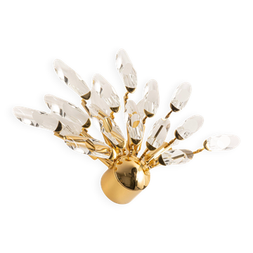Large Italian wall sconce by Stilkronen, gilded brass, crystal glass, 1980s.