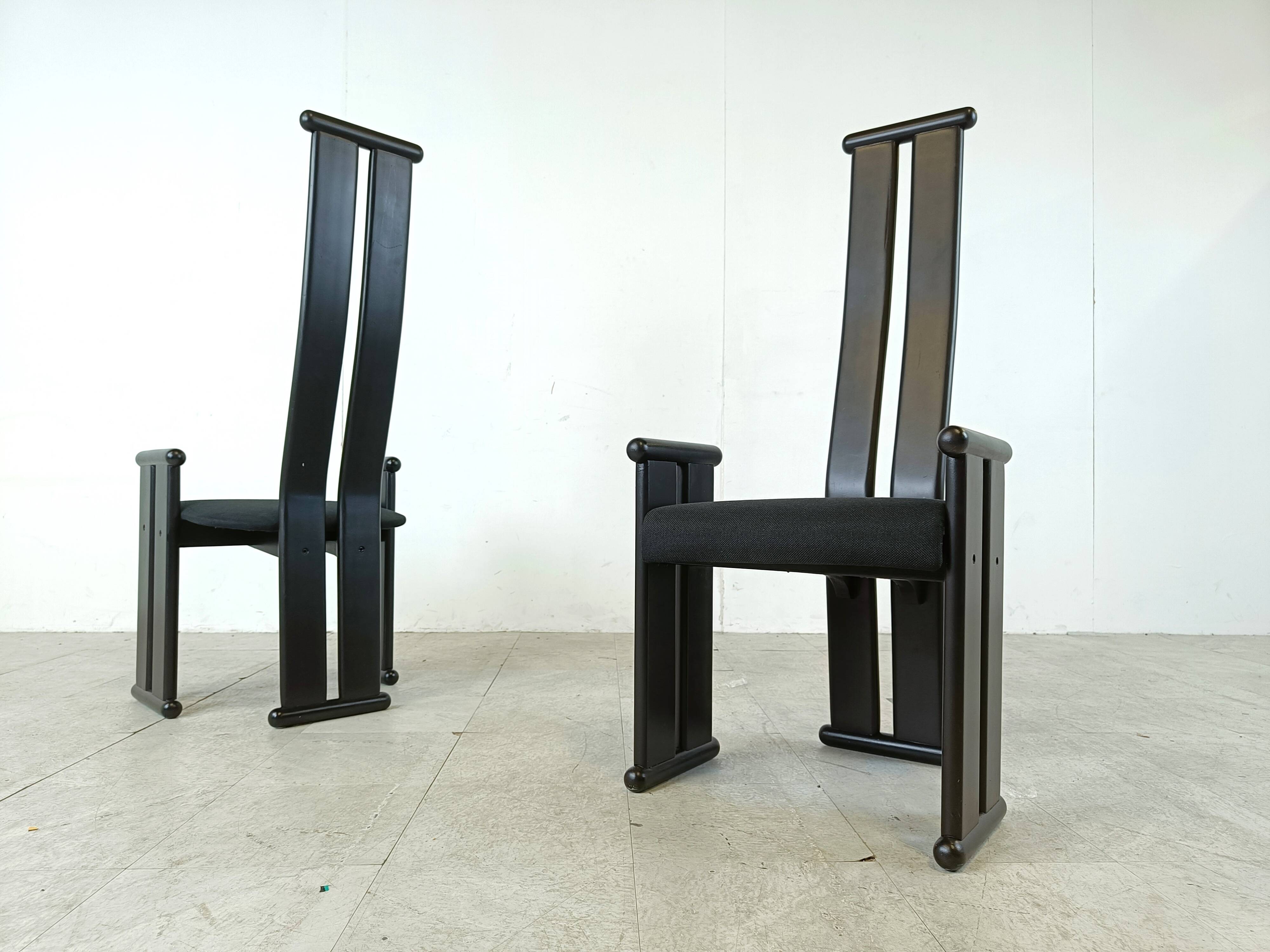 Chaises de salle à manger post-modernes à haut dossier, lot de 6, années 1970
