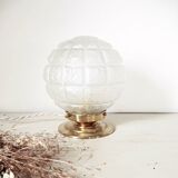 Table lamp with glass check pattern