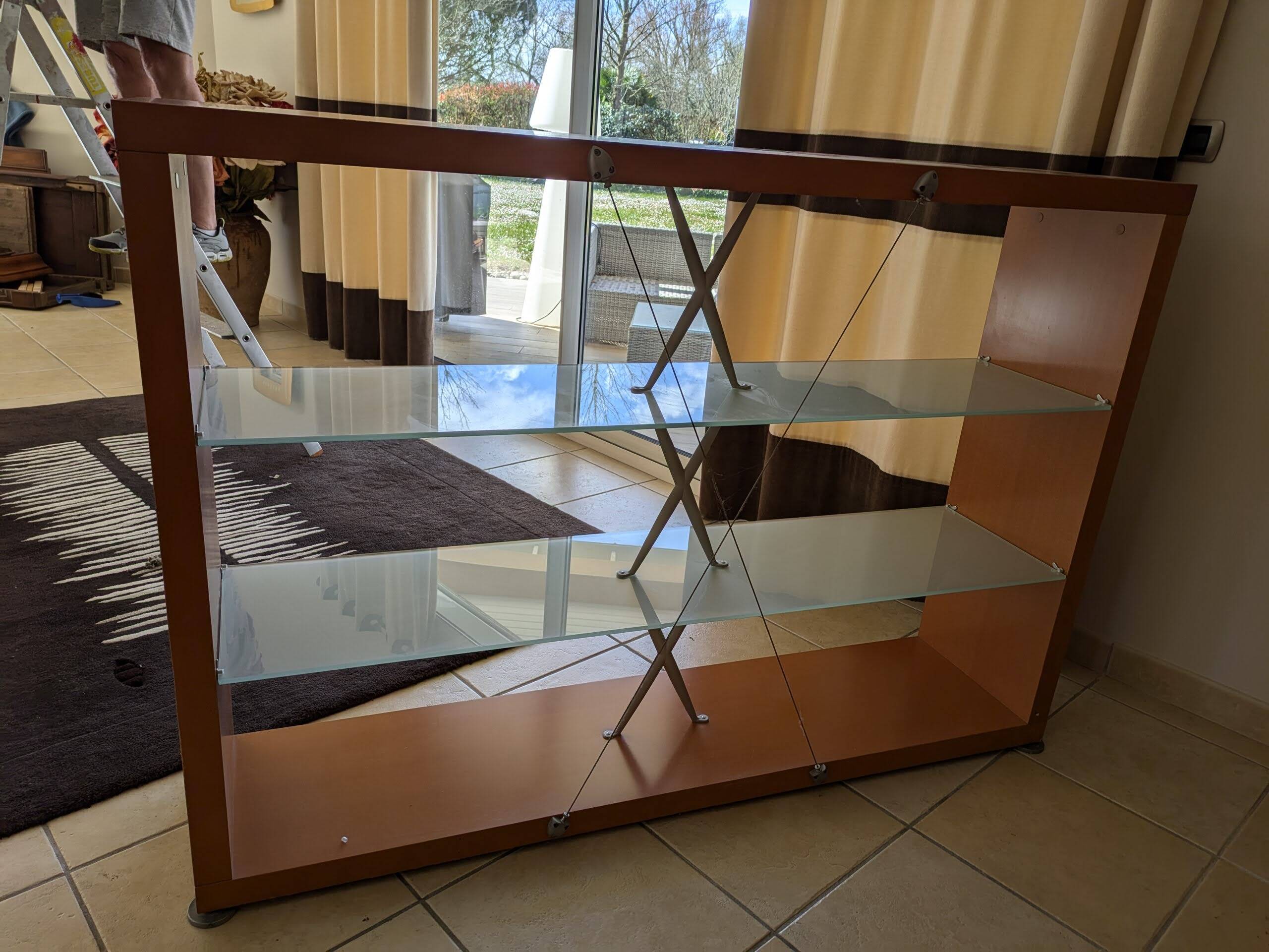 Etagère Designer Pascal Mourgue - en verre trempé et bois - Cinna Roset