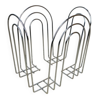 Porte revue postmoderne métal chromé années 80