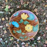 Plat barbotine Sarreguemines fleurs