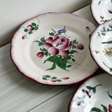 5 plates with colorful Sarreguemines floral designs.
