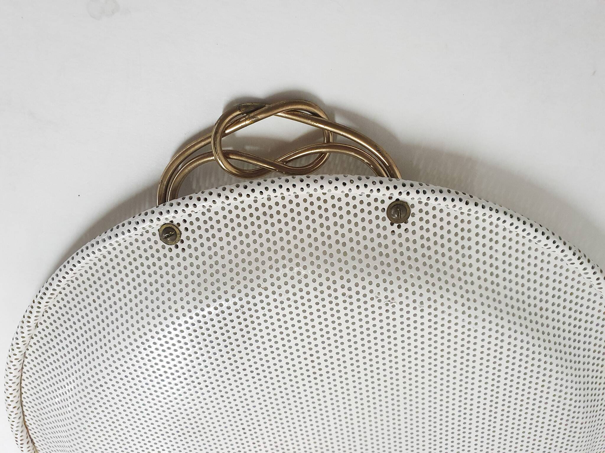 White metal perforated serving plate, attrb. to Matthieu Mategot, 1960's