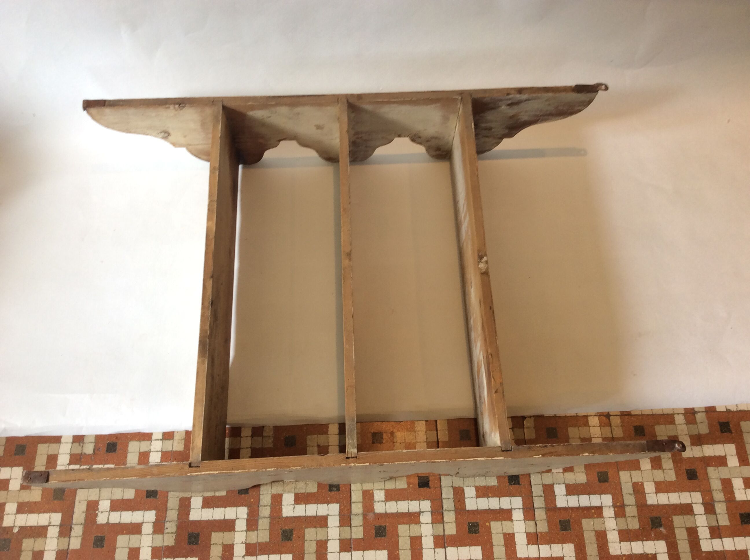 Patinated wooden shelf