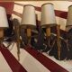 Pair of golden metal candlestick wall lamps