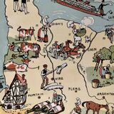 Old poster illustrated map of Normandy 1939 - JP Pinchon